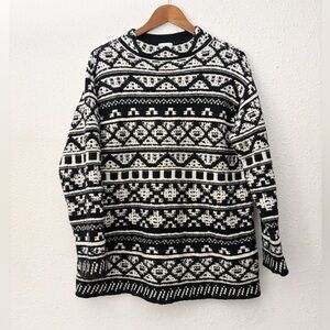 J Jill Nordic Jacquard Knit Mock Neck Sweater Size Large